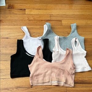 NWOT girls ribbed  sports bra set of 5 medium